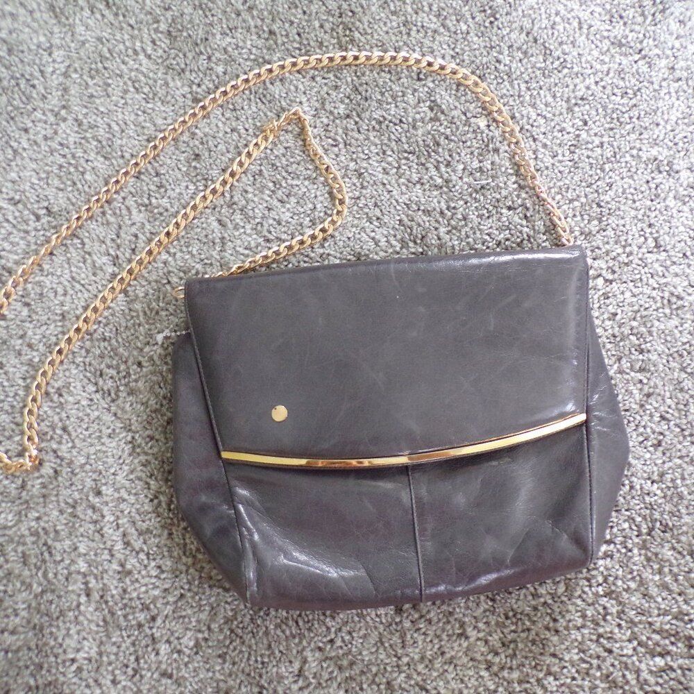 Bruno Magli gray leather italian purse